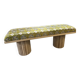 Mango wood bench with khanta fabric.