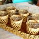 1950 rattan tray and drinks service
