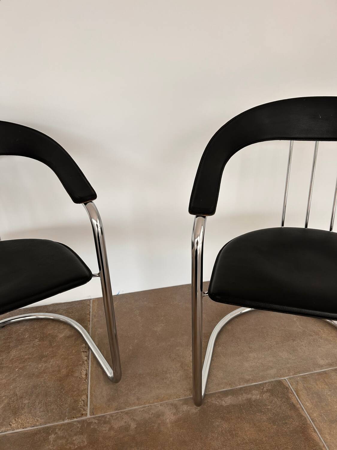 Chaises de bureau arrben italie années 70 chrome