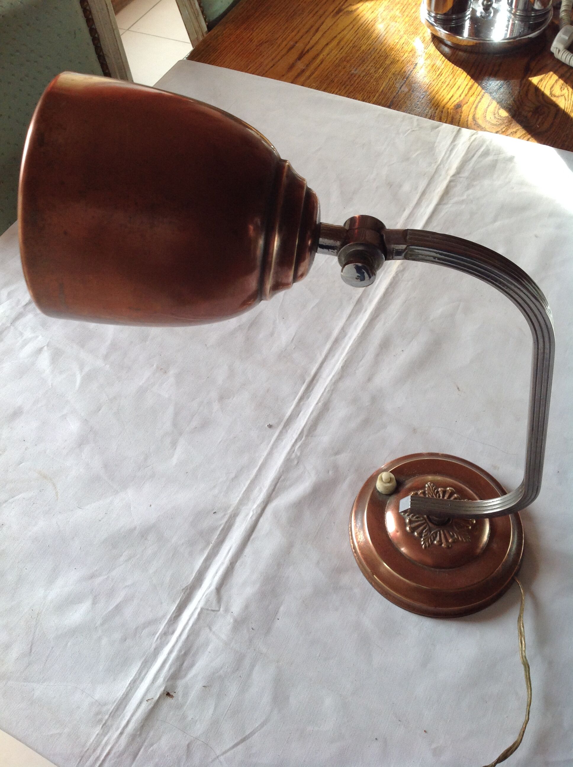 Old copper desk lamp