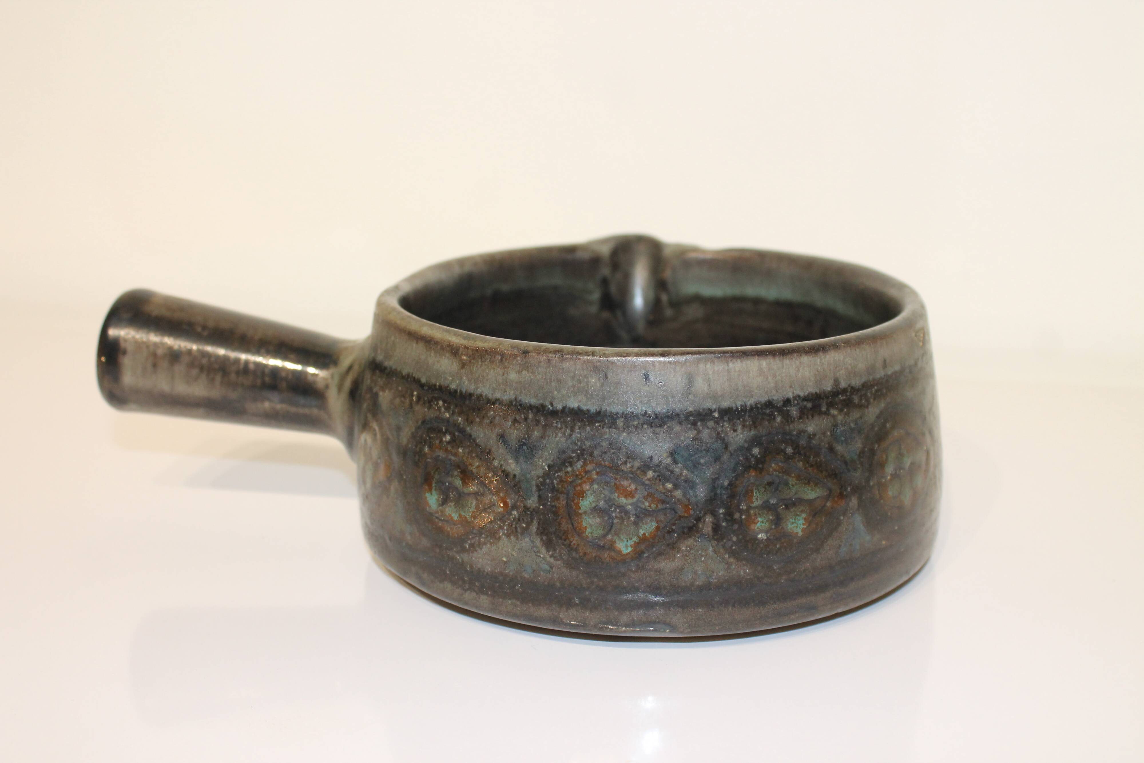 Vintage ceramic skillet by Jean De Lespinasse