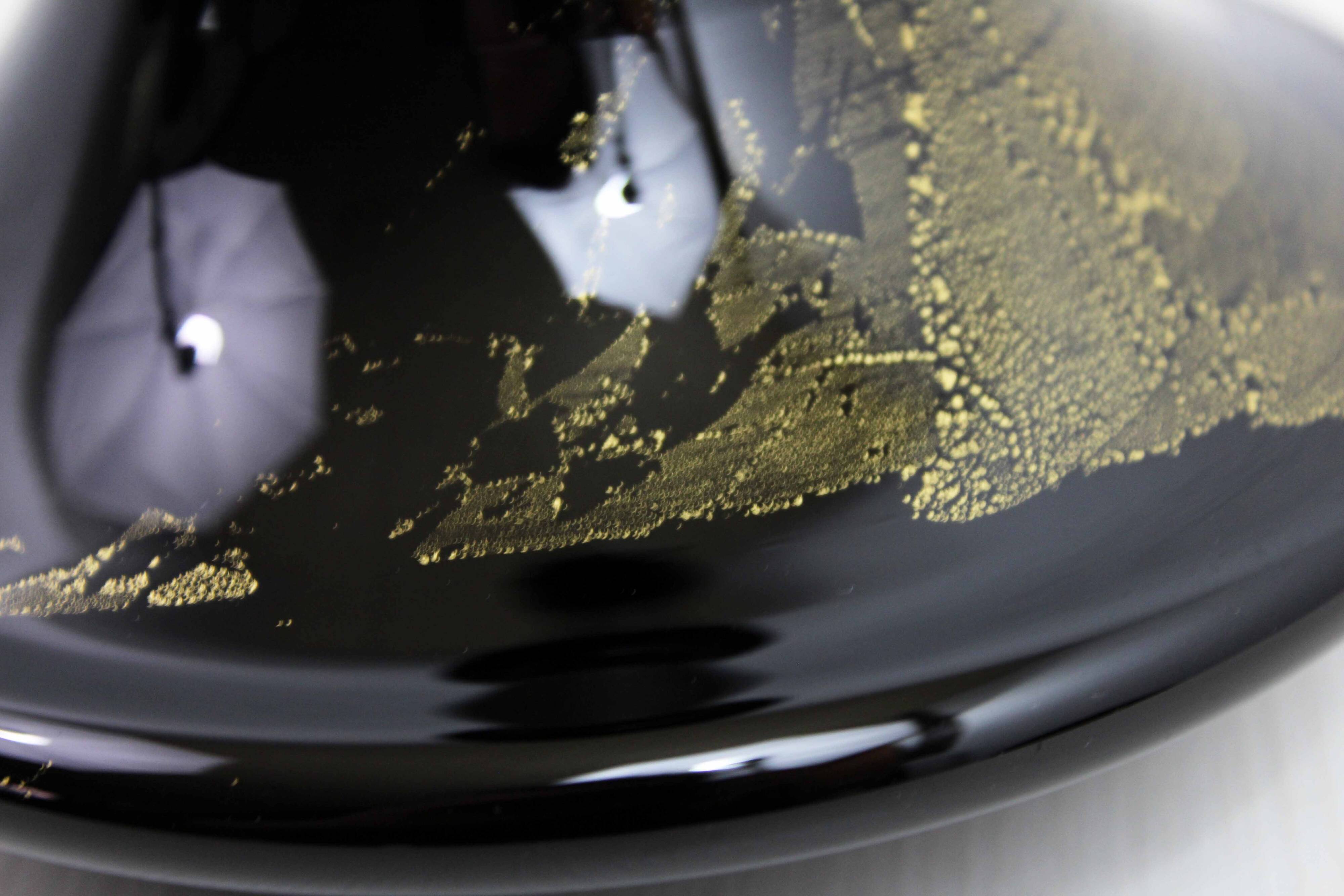 Theresienthal black and gold glass vase 1970