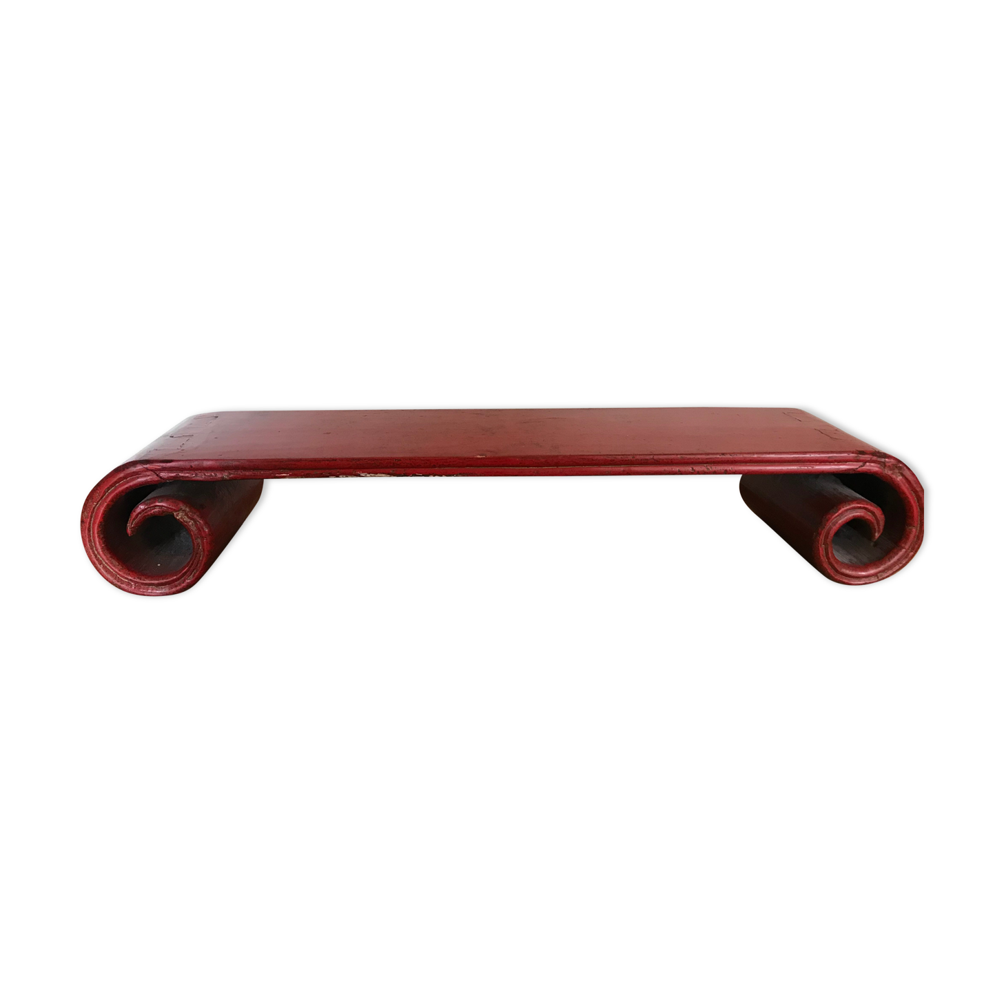 China red rolled bench coffee table