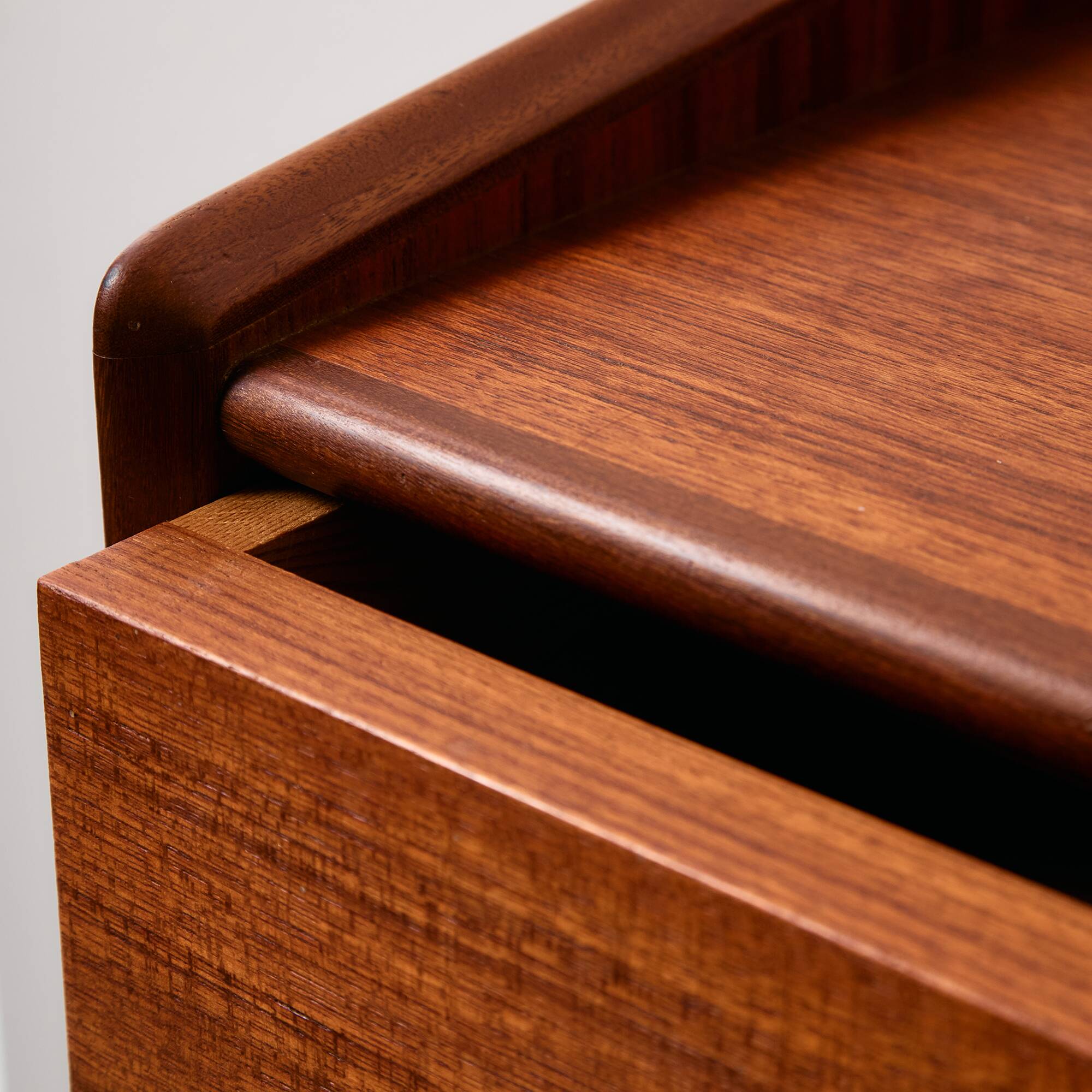 Wall mounted teak and beech bedside cabinet, Set of 2