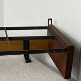 Wall-mounted coat rack with 5 wood and iron hooks
