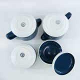 Blue porcelain coffee set - Pyroblan Sarreguemines France - vintage 80s