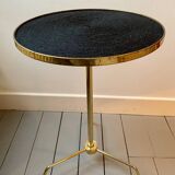 Vintage tripod pedestal table in gold metal