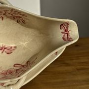 Saucier ancienne en faïence rose de Badonviller modèle Jasmin