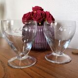 Duo of engraved glass water glasses