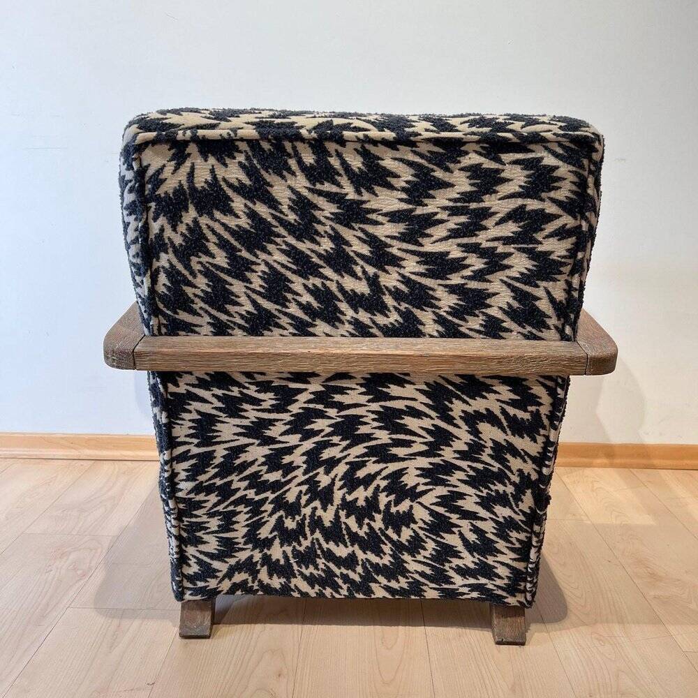 Art Deco Limed Oak Club Chair from De Coene, Belgium, 1930s