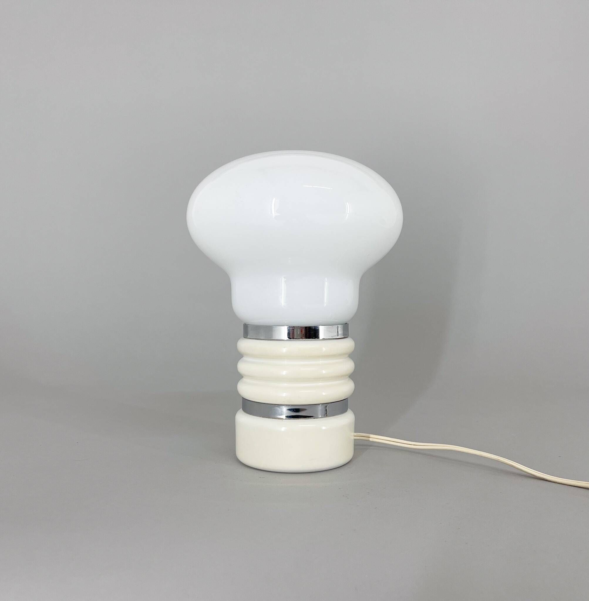 Mid-century Metal & Milk Glass Table Lamp, Italy