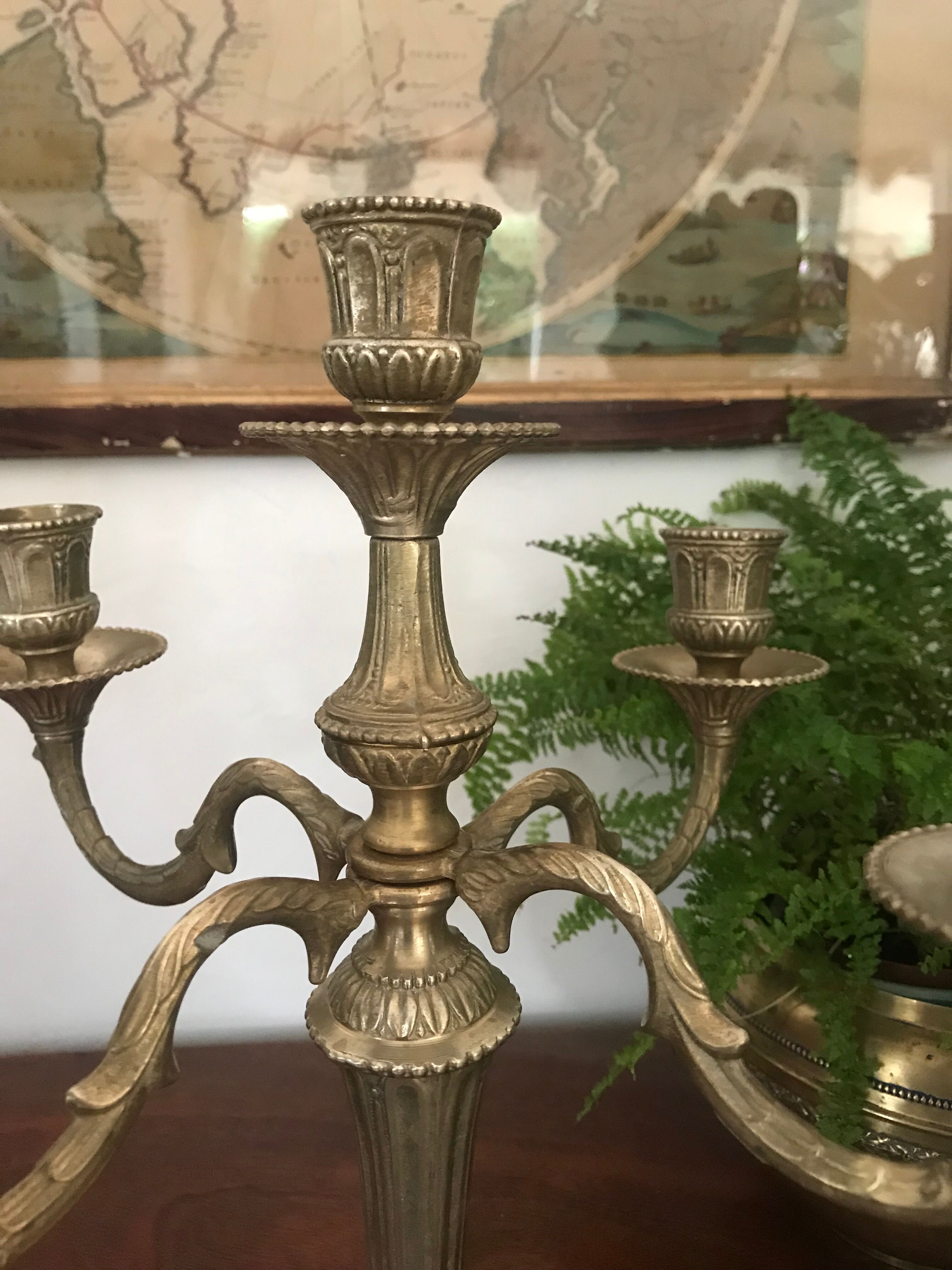 Pair of gilded bronze chandeliers