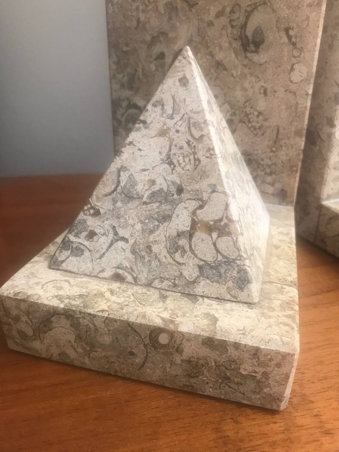 Pair of marble pyramid bookends