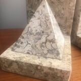 Pair of marble pyramid bookends