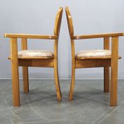 Set of 8 Czech Postmodern Pine Dining Armchairs, 1970s