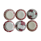 Lot of 6 flat plates, red décor