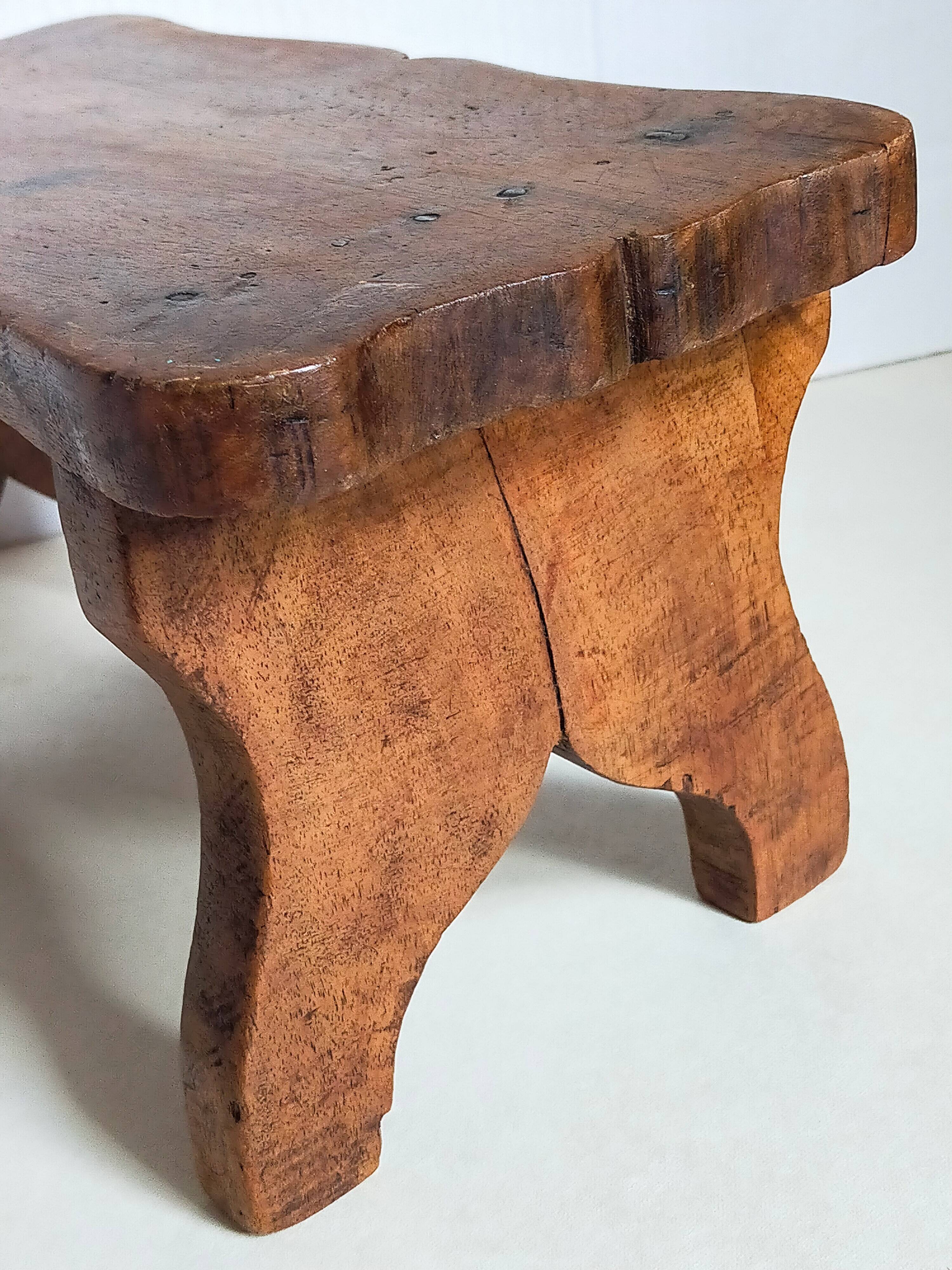 Old solid wood footrest stool