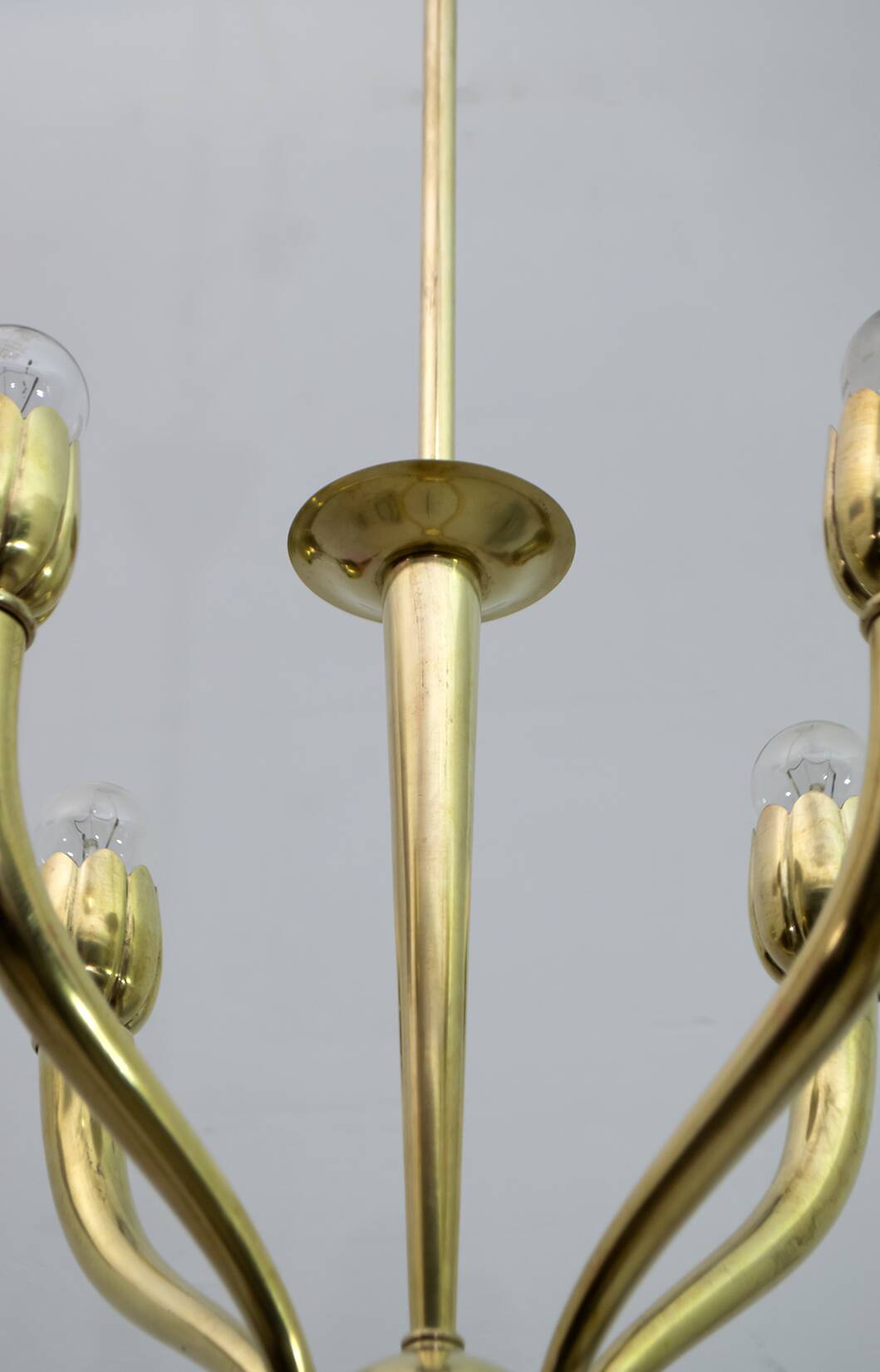 Art Deco Italian Brass Chandelier, 1940s