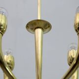 Art Deco Italian Brass Chandelier, 1940s