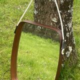 Old scandinavian teak mirror barrel shape vintage 50/60