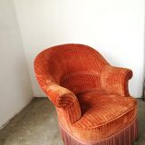 Orange velvet toad armchair
