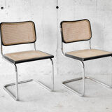 Pair of chairs cesca B32 black by Marcel Breuer