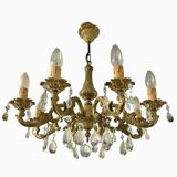 Bronze chandelier with crystal tassels