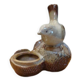 Small vintage enameled ceramic bird bowl