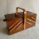 Panier à coudre en bois, années 1960