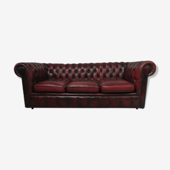 Sofa chesterfield burgundy leather three seats