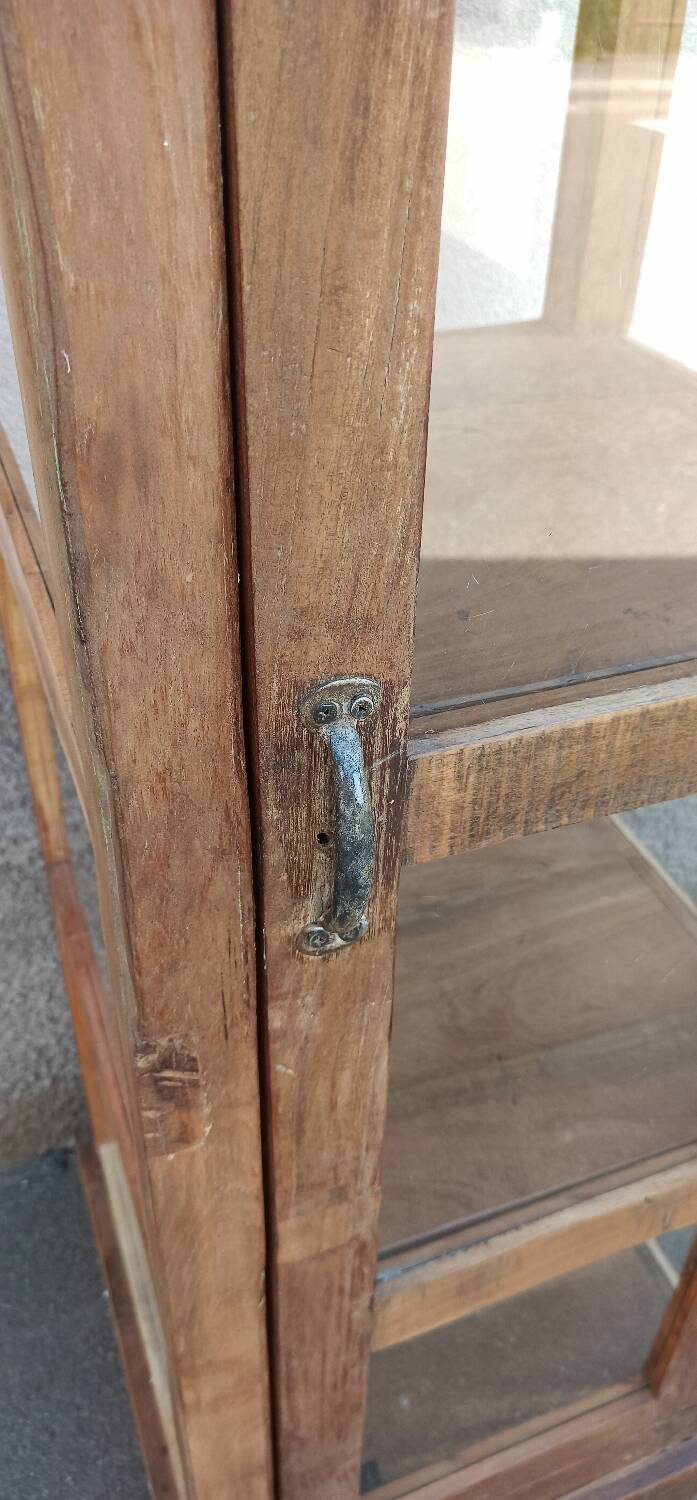 Tall display case in old wood