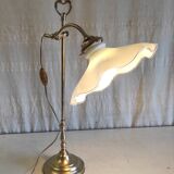 Articulated table lamp in brass and opaline - mid 20th century.