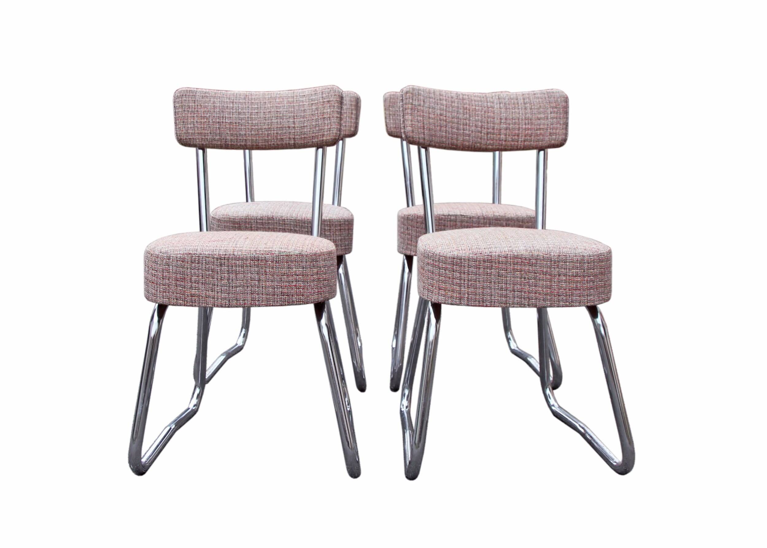 4 Ronéo Pullman chairs, Bauhaus 1950, reupholstered.