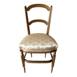 Chaise Napoléon III en bois doré et coton fleuri, XIXème siècle