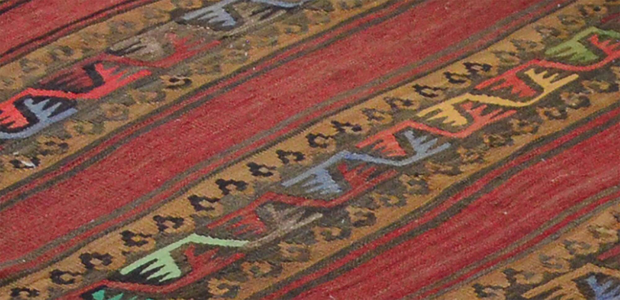 Vintage geometric Oushak kilim runner handmade 272 x 103 cm