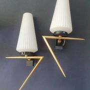 Pair of antique gold wall sconces Arlus 1950s