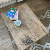 Farmhouse coffee table in solid oak with drawer — rustic style / ca