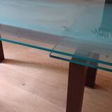 Cattelan Italia designer table – Tempered glass + extensions – Dark wood legs