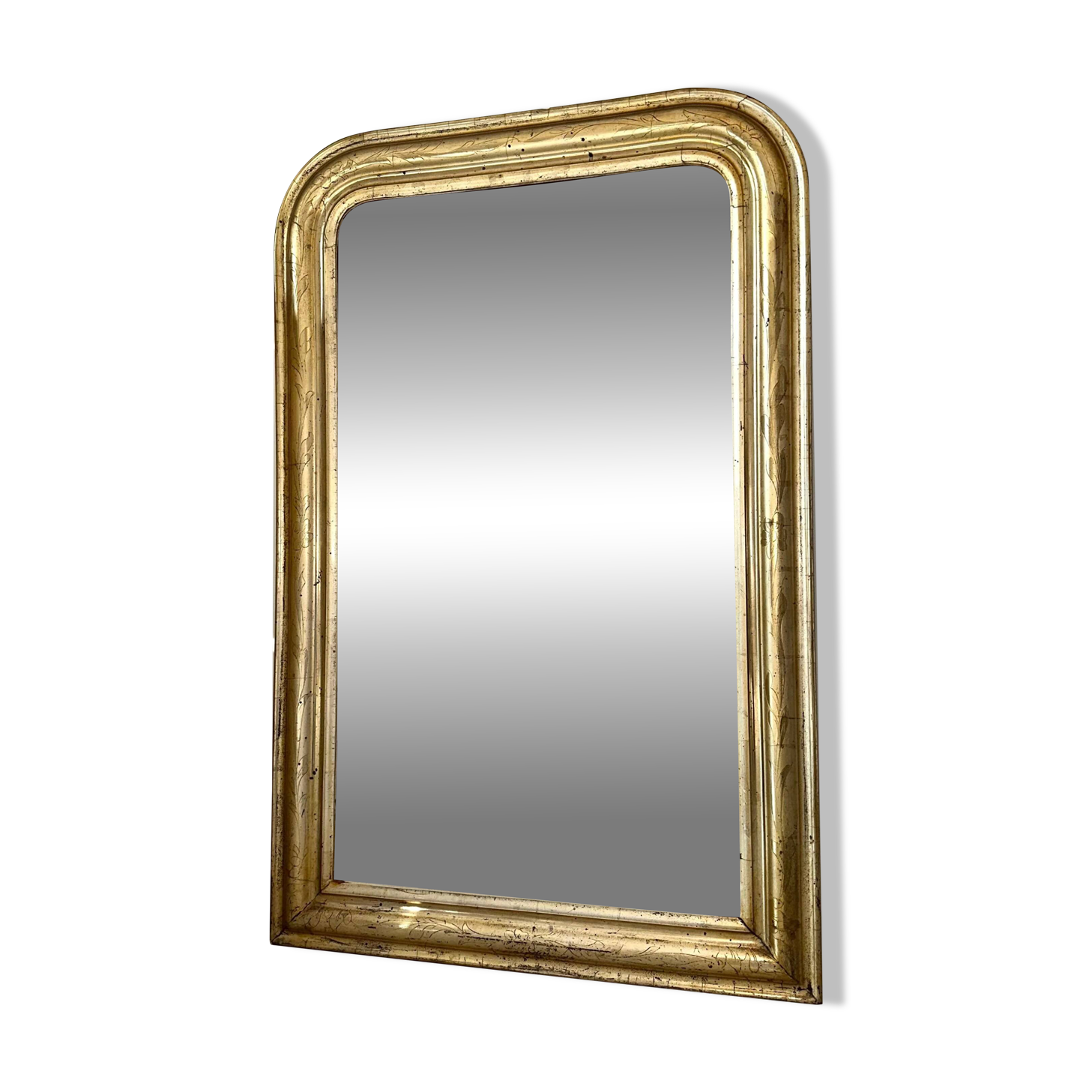 Miroir Louis-Philippe doré à la feuille d’argent, XIXème s.
