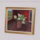 Original Swedish Oil on Canvas – “White Roses” by Aina Schiller, Arvika