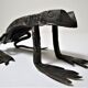 Two metal clipboard frogs patinated vintage brutalist