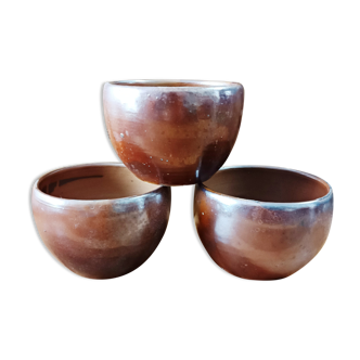 Set of 3 Sars pottery stoneware bowls, Lentier
