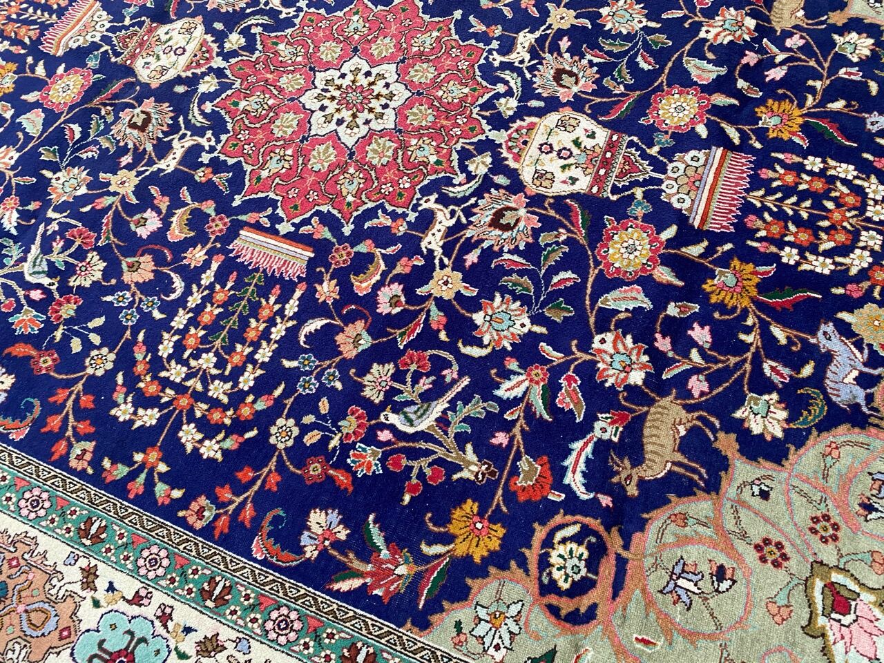 Large handmade Persian vintage Tabriz rug 300x395 cm