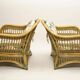 Pair of armchairs in bamboo and vintage rattan