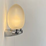 Vintage wall lamp, chrome and sandblasted glass, France 1970