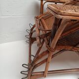 Chaise longue ancienne en rotin  tressé 1900
