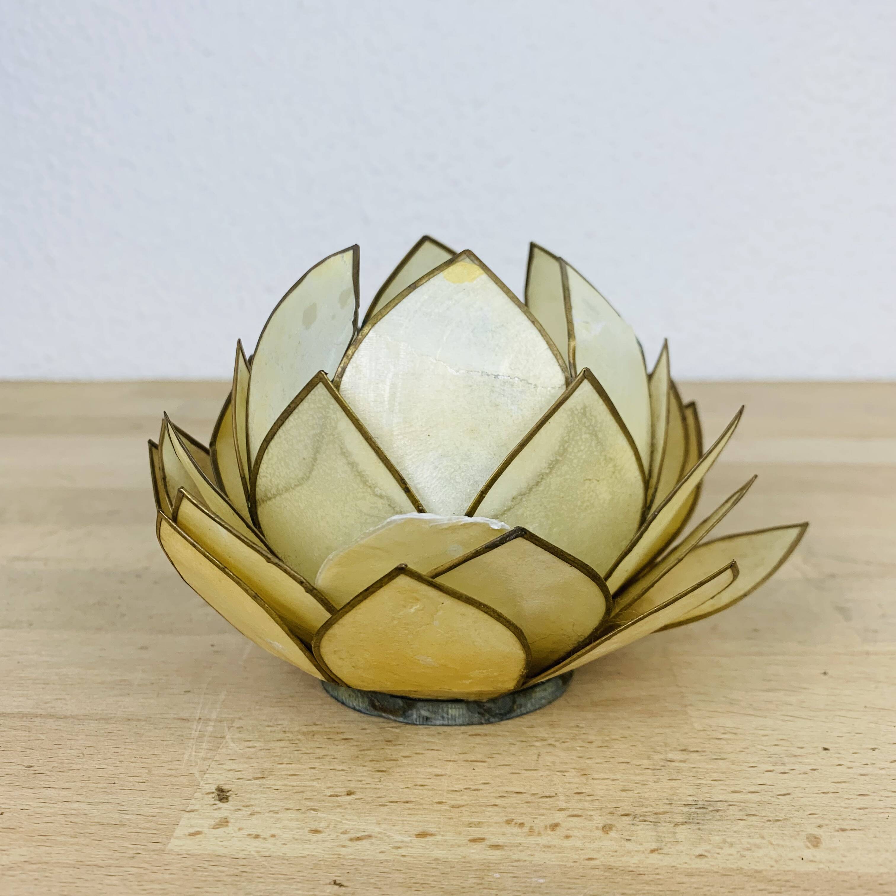 Mother-of-pearl lotus flower candle holder