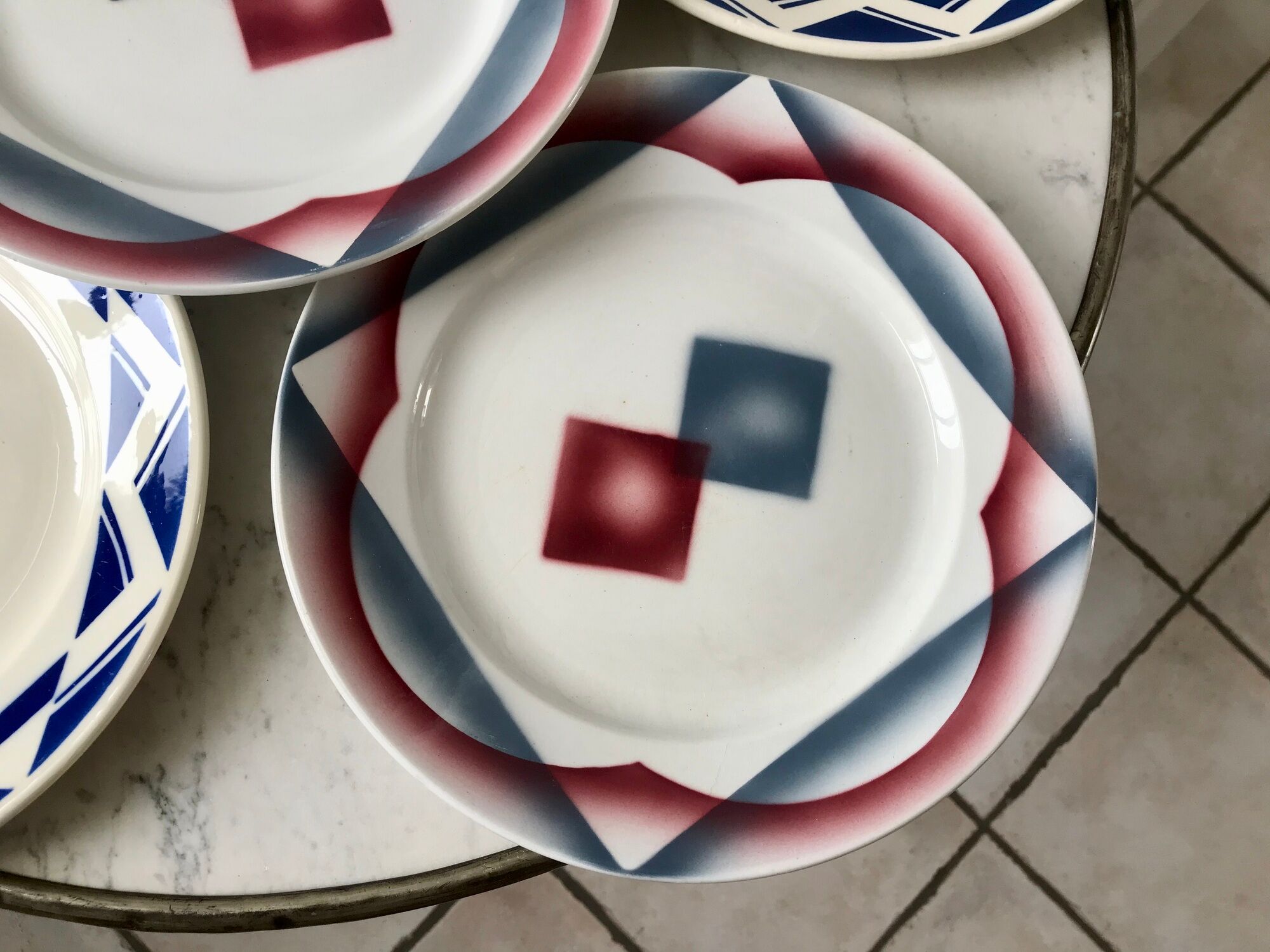 Set of 6 flat plates badonviller courville and sumatra 30s