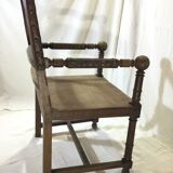 Armchair Henri II wood and leather