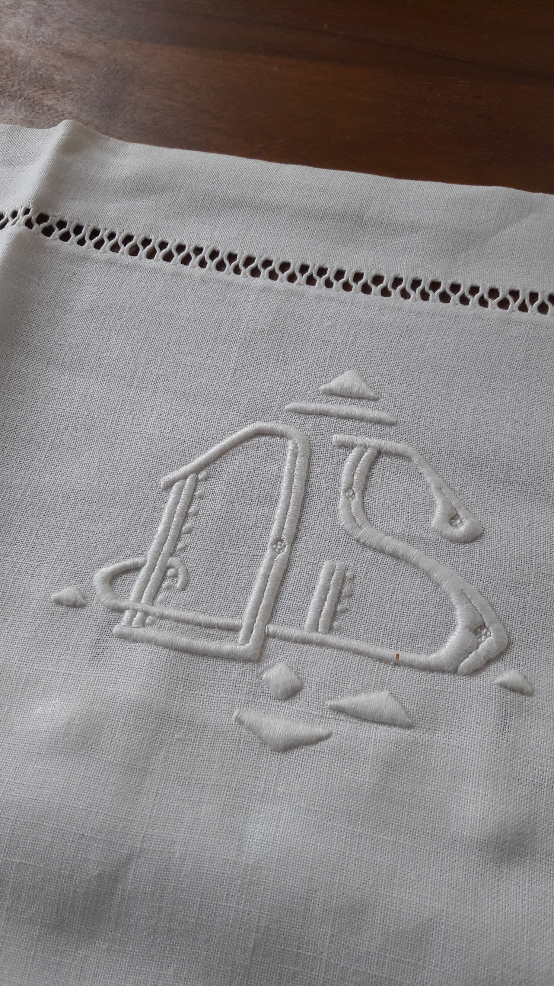 Antique pillowcases linen monogram DS